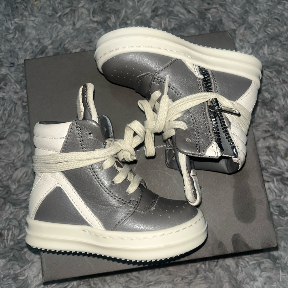 Rick Owens Gray and White Boots